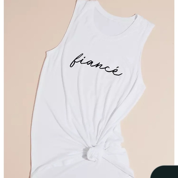 David's Bridal Tops - Wedding Fiancé script Sleeveless Muscle Top with Fiancee Print medium